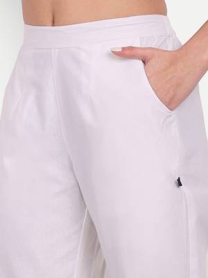 white high waist cotton trousers for women with side pocket 5