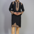 black ethnic embroidered silk kurta pant set for men
