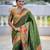 Mehendi elegant art silk woven saree with rich zari border