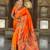 Orange elegant art silk woven saree with rich zari border