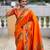Orange elegant art silk woven saree with rich zari border