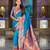 Sky blue elegant art silk woven saree with rich zari border