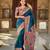 Teal elegant art silk woven saree with rich zari border