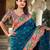 Teal elegant art silk woven saree with rich zari border