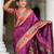 Wine elegant art silk woven saree with rich zari border