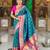 Rama green elegant art silk woven saree with rich zari border
