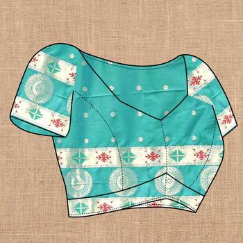 Rama green elegant art silk woven saree with rich zari border 5