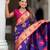 Violet elegant art silk woven saree with rich zari border