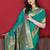 Rama green elegant art silk woven saree with rich zari border