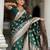 Green elegant art silk woven saree with rich zari border