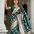 Green elegant art silk woven saree with rich zari border