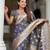 Grey elegant art silk woven saree with rich zari border