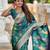 Rama green elegant art silk woven saree with rich zari border