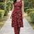 Maroon floral printed a-line kurta pant set for women