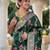 Green elegant art silk woven saree with rich zari border
