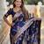 Navy blue elegant art silk woven saree with rich zari border
