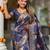 Navy blue elegant art silk woven saree with rich zari border