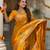 Yellow elegant art silk woven saree with rich zari border