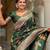 Green elegant art silk woven saree with rich zari border