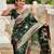 Green elegant art silk woven saree with rich zari border