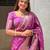 Onion pink elegant art silk woven saree with rich zari border
