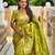 Green elegant art silk woven saree with rich zari border