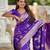 Purple elegant art silk woven saree with rich zari border