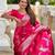 Pink elegant art silk woven saree with rich zari border