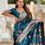 Teal elegant art silk woven saree with rich zari border