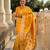 Yellow elegant art silk woven saree with rich zari border
