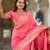 Pink elegant art silk woven saree with rich zari border
