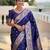 Navy blue elegant art silk woven saree with rich zari border