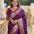 Wine elegant art silk woven saree with rich zari border
