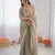 Light grey golden shaded fendy silk ready to wear saree
