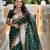 Green elegant art silk woven saree with rich zari border