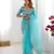Sky blue thread sequence organza silk party wear saree