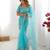 Sky blue thread sequence organza silk party wear saree