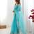 Sky blue thread sequence organza silk party wear saree