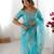 Sky blue thread sequence organza silk party wear saree