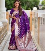 Purple elegant art silk woven saree with rich zari border