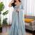Sky blue sequence beds work organza silk party wear saree