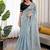Sky blue sequence beds work organza silk party wear saree