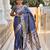 Grey elegant art silk woven saree with rich zari border