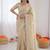 Cream thread work organza silk party wear saree