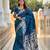 Turquoise elegant art silk woven saree with rich zari border