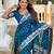 Turquoise elegant art silk woven saree with rich zari border