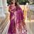 Onion pink elegant art silk woven saree with rich zari border