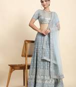 Premium Grey Festive FAUX GEORGETTE Lehenga with Dupatta