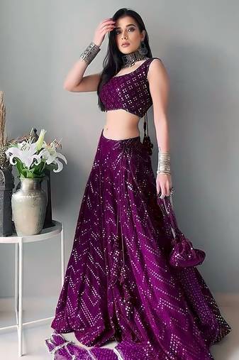 Premium Wine Festive Lehenga Set