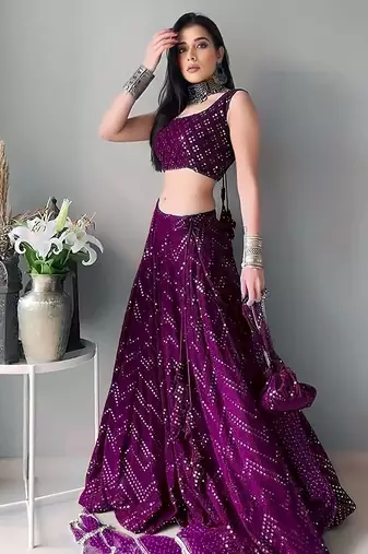 Premium Wine Festive Lehenga Set